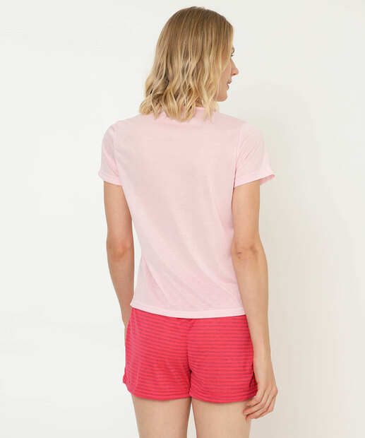 Pijama Feminino Estampa Cachorro Marisa Rosa