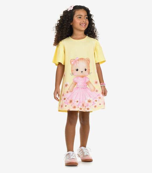 Vestido Poly Flex Touch - Meia Malha Rovi Kids Amarelo