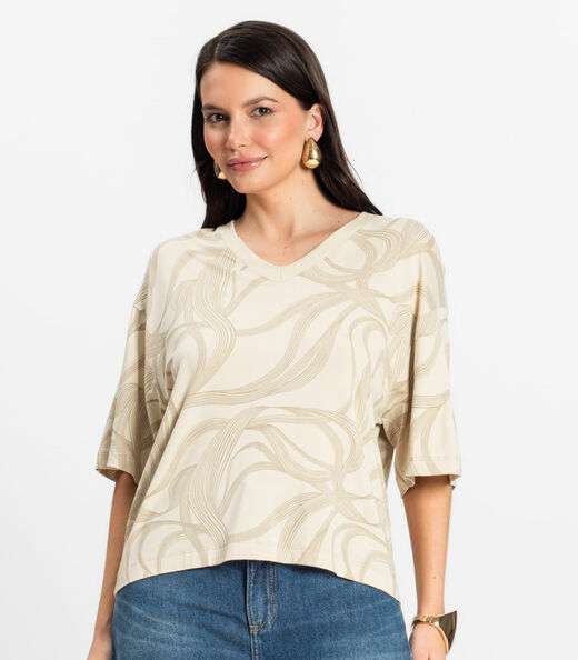 Blusa Feminina em Viscotorcion Rovitex Bege