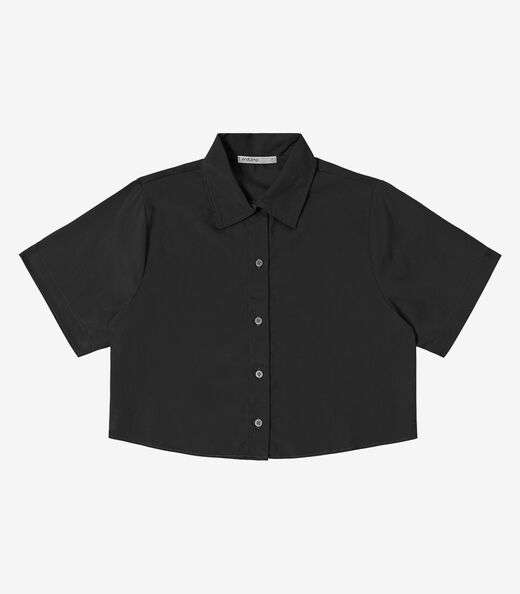 Image_Camisa Feminina Manga Curta Com Gola Endless Preto