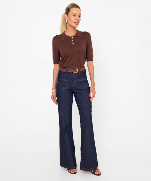 Blusa Feminina Tricô Botões Marisa Marrom