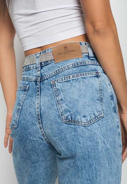 Calça Wide Leg Jeans Destroyed Salvatore Fashion