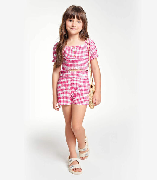 Conjunto Menina Blusa com Shorts Trick Nick Rosa