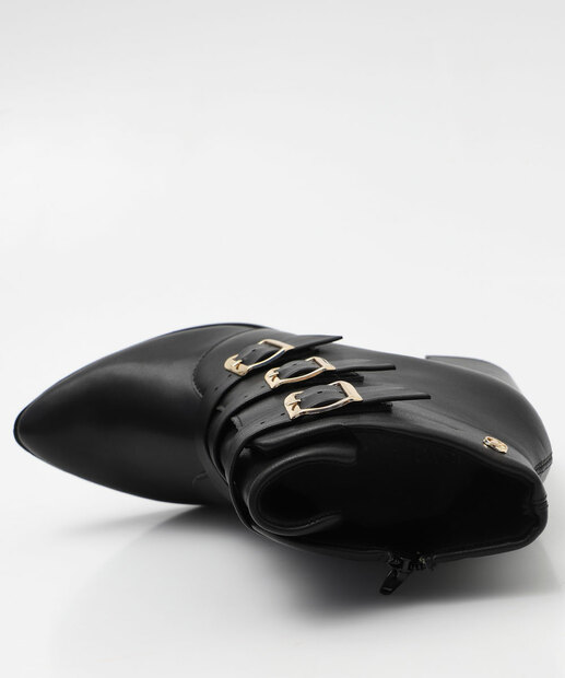 Bota Feminina Cano Curto Fivela Via Uno 954002 Preto