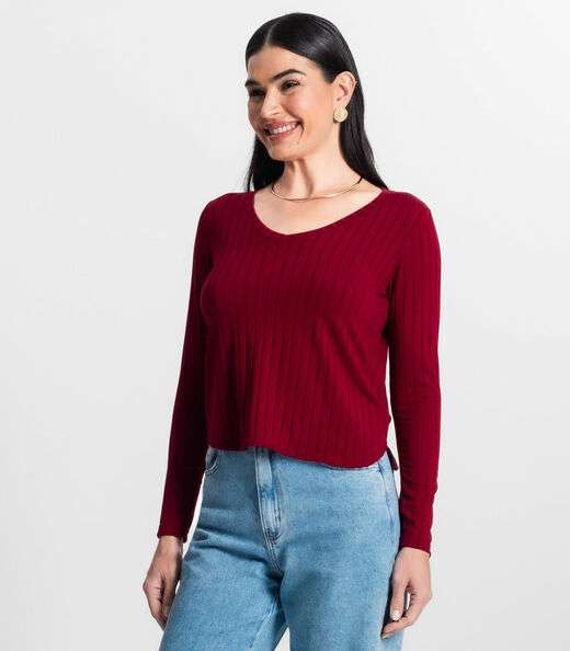 Blusa Manga Longa Infinita Cor Vermelho