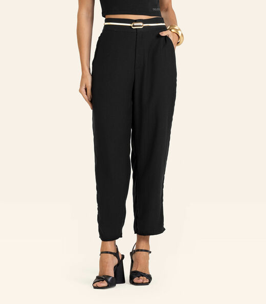 Calça Pantalona em Viscose Double Feminina Endless Preto