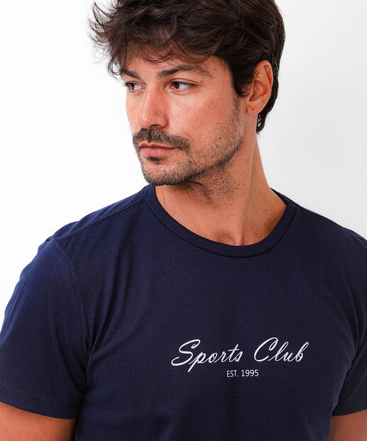 Camiseta Masculina Textura Estampada Marisa Azul