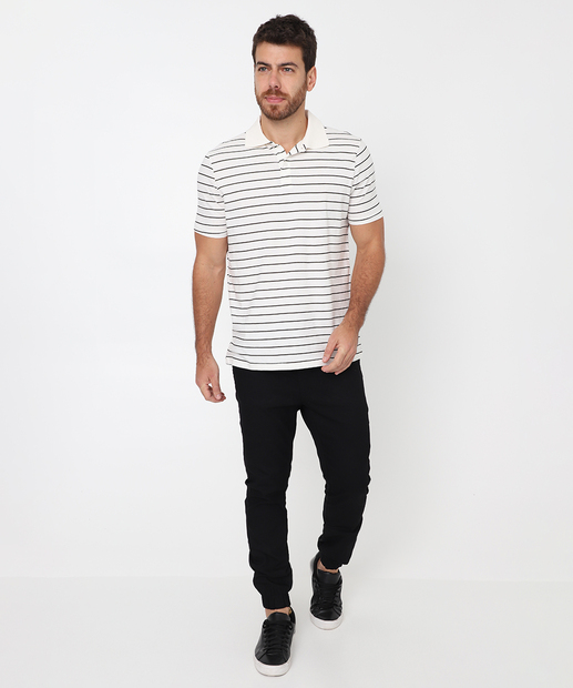 Polo Masculina Manga Curta Listrada MR Off White