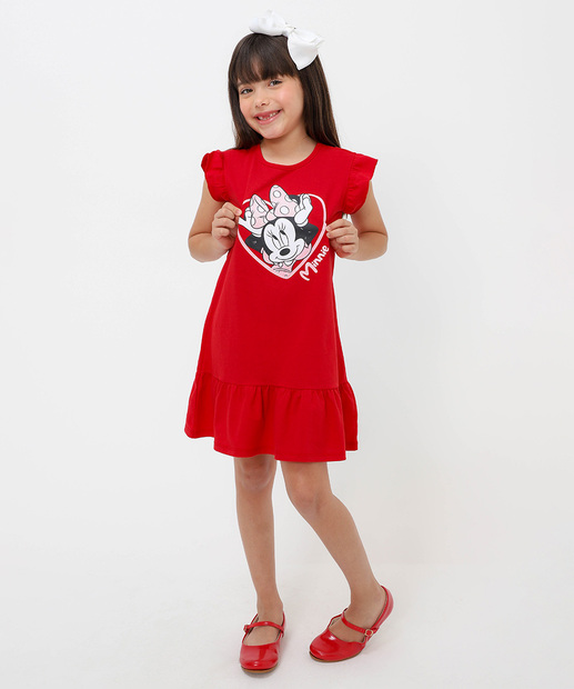 Image_Vestido Infantil Minnie Babado Disney Tam 4 a 10 Vermelho