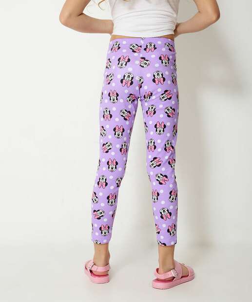 Calça Infantil Legging Estampa Minnie Disney Tam 4 a 10