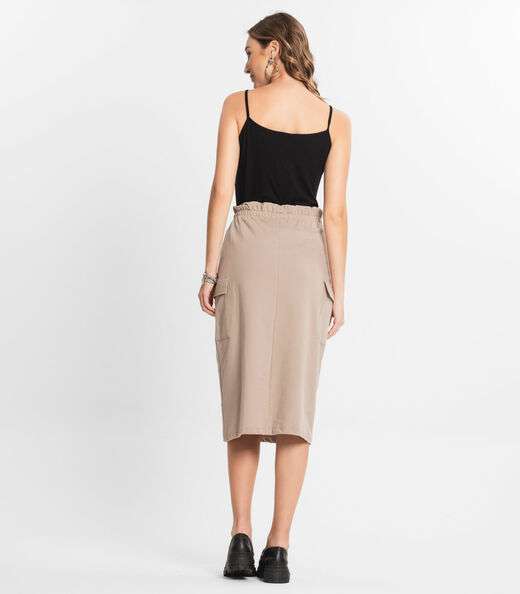 Saia Midi Cargo Feminino Select Bege