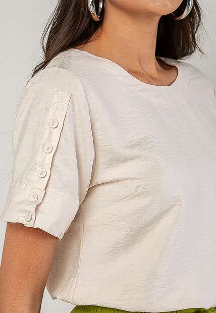 Blusa Alfaiataria Com Botões Na Manga Marfim Salvatore