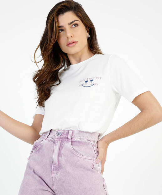 Blusa Feminina Estampa Frase Manga Curta Marisa