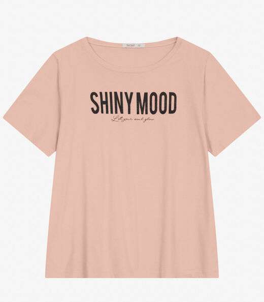 Camiseta Plus Size Manga Curta Secret Glam Rosa