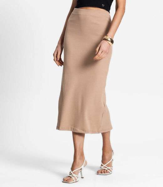 Saia Midi De Ribana Feminina Endless Marrom