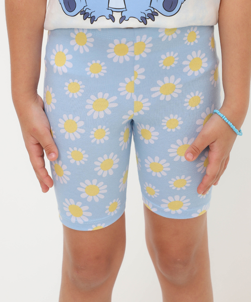 Bermuda Infantil Ciclista Floral Marisa Tam 4 a 10 Azul