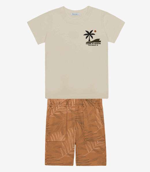 Image_Conjunto Infantil Camiseta Com Bermuda Trick Nick Bege