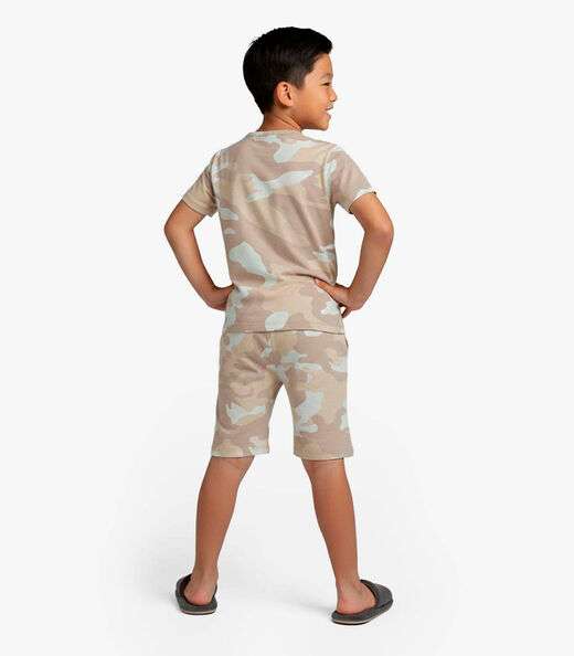 Pijama Infantil Camiseta e Bermuda Select Bege