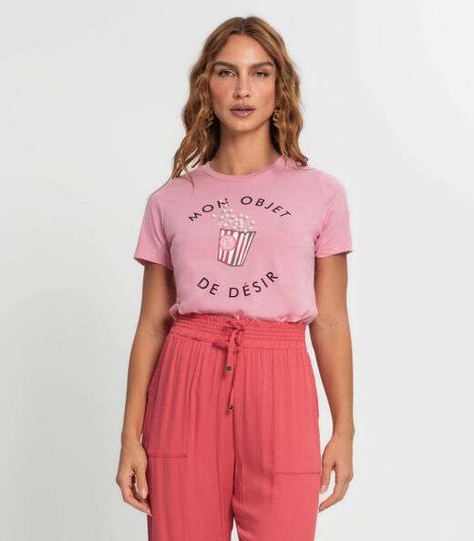 Camiseta Feminina Em Meia Malha Endless Rosa