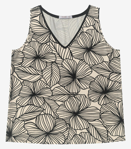 Regata em Viscose Feminina Plus Size Secret Glam Bege