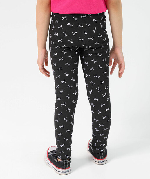 Calça Infantil Legging Molecotton Laços Marisa Tam 4 a 10 Preto