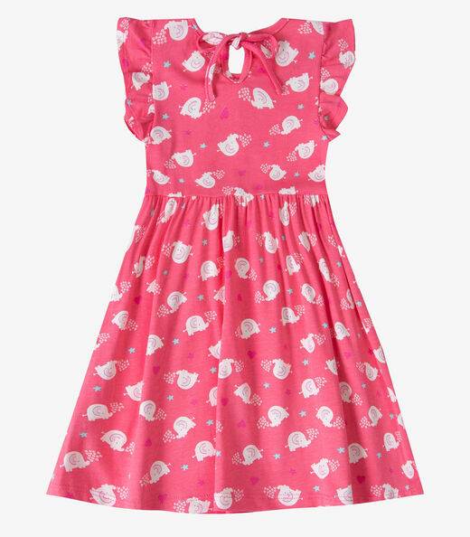 Vestido Feminino Estampado Em Malha Cotton Select Rosa