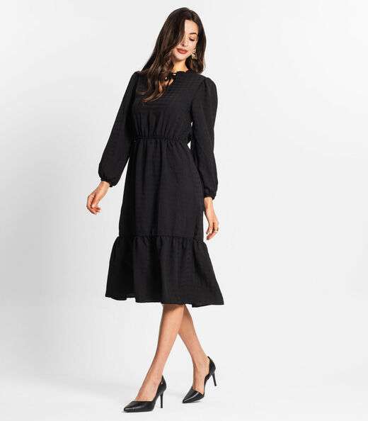 Vestido Midi Feminino Manga Longa Endless Preto