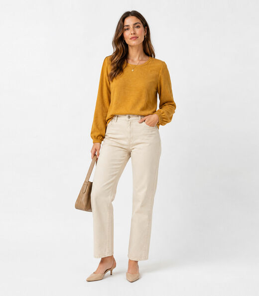 Blusão Feminino Com Elástico No Punho Infinita Cor Amarelo
