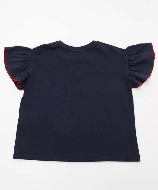 Blusa Infantil Estampa Frontal Babado Marisa Tam 4 a 10 Azul