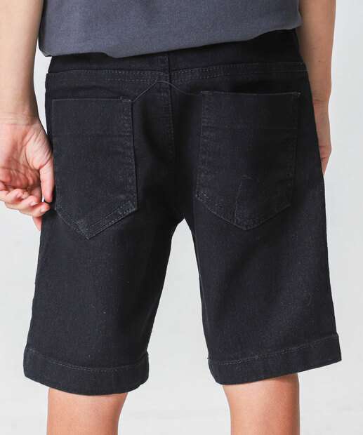 Bermuda Infantil Jeans Bolsos Tam 04 a 08 Preto