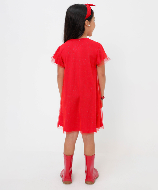 Vestido Infantil Fantasia Tule Minnie Disney Tam 4 a 10