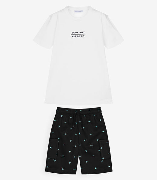 Conjunto Infantil Camiseta Com Bermuda Trick Nick Branco