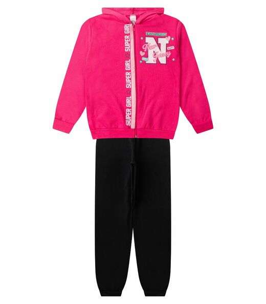Conjunto De Moletom Menina Com Capuz Kappes Rosa