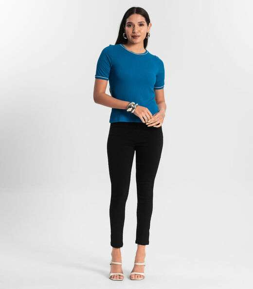 Blusa Feminina Ribana Canelada Azul