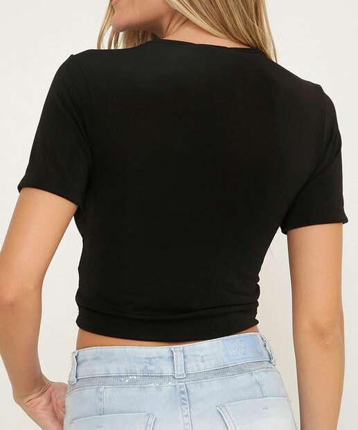 Blusa Cropped Feminina Manga Curta Marisa 