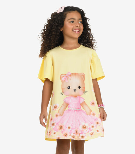 Image_Vestido Poly Flex Touch - Meia Malha Rovi Kids Amarelo
