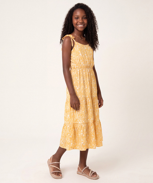 Vestido Juvenil Midi Estampa Flores Marisa Tam 10 a 16