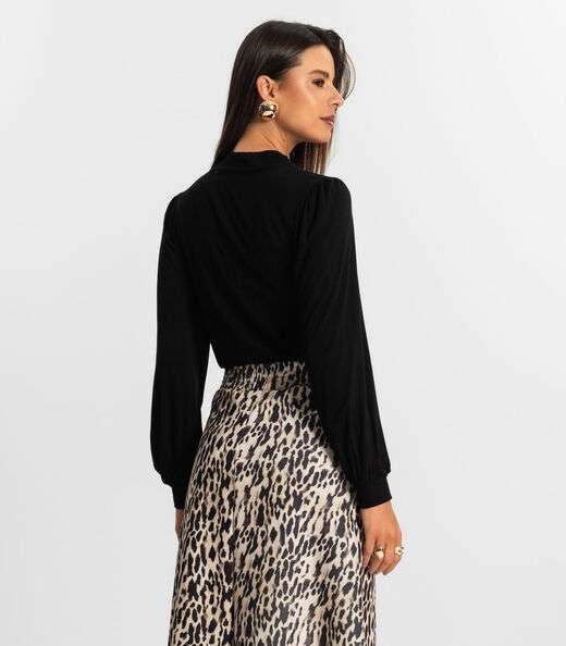 Blusa Manga Longa Feminina Rovitex Preto
