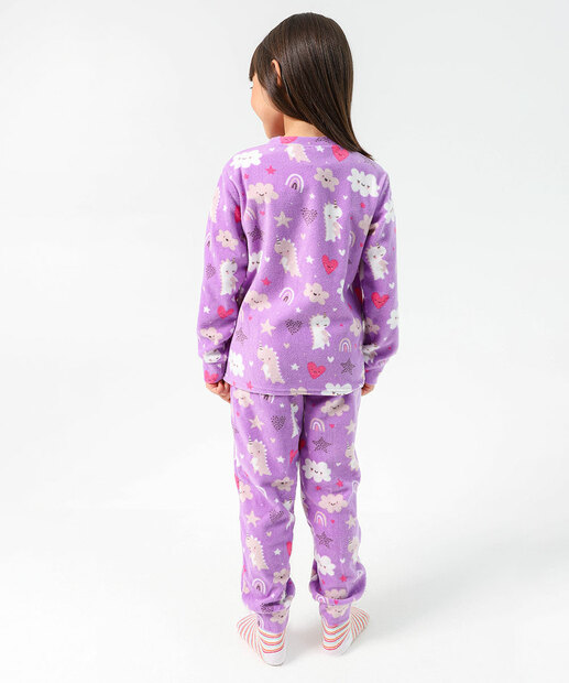 Pijama Infantil Dinossauro Marisa Tam 04 ao 10 Off White Lilás