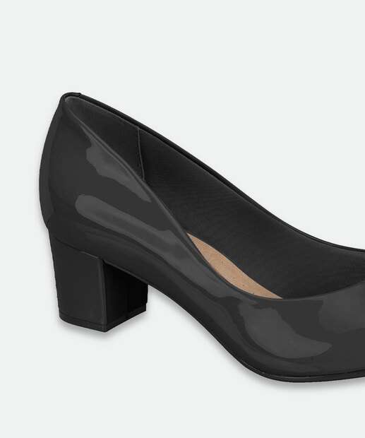 Scarpin Feminino Salto Quadrado Beira Rio Preto