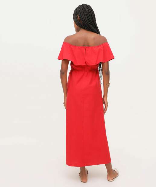 Vestido Midi Feminino Ciganinha Babado Marisa