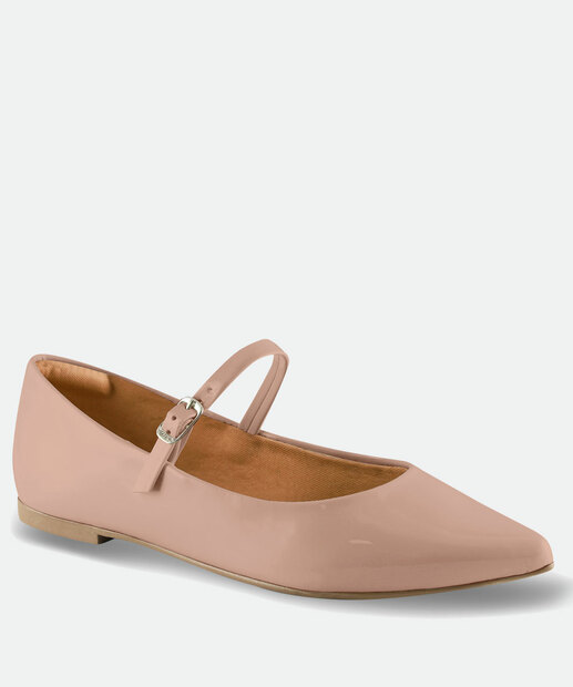 Sapatilha Feminina Bailarina Verniz Bico Fino Via Uno 