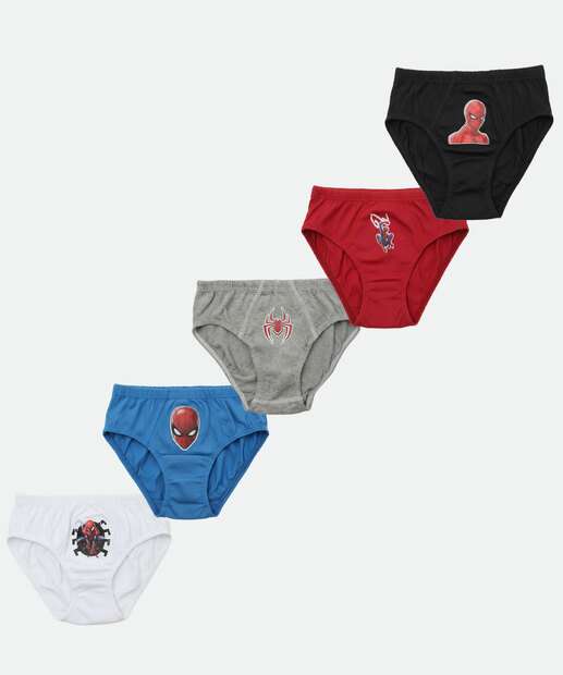 Image_Kit 5 Cuecas Infantil Homem Aranha Marvel Tam 2 a 12