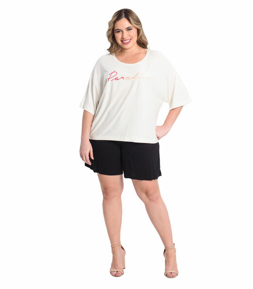 Blusa Feminina Plus Size Secret Glam Bege
