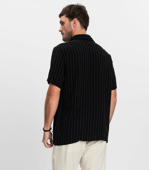 Camisa Masculina em Linho Diametro Preto
