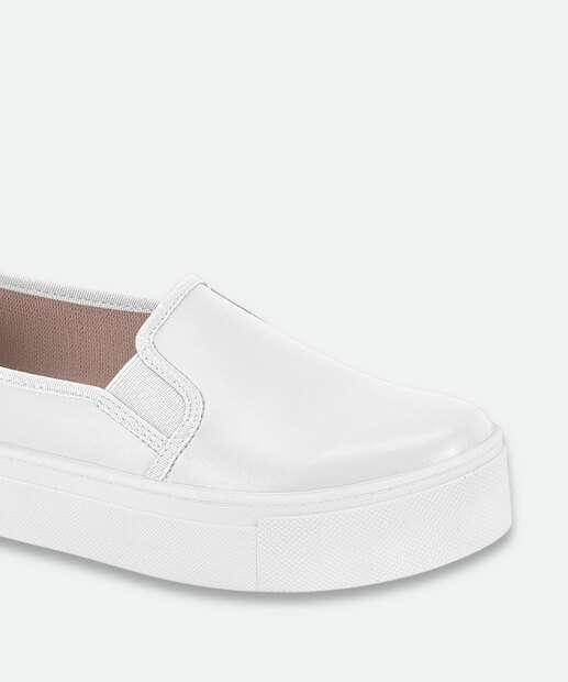 Tênis Casual Feminino Slip On Moleca Branco