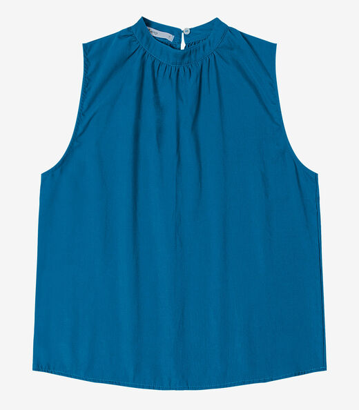 Regata Feminina Curta Com Gola Endless Azul