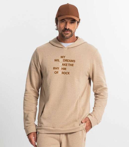 Blusão Masculino Moletom Com Capuz Diametro Marrom