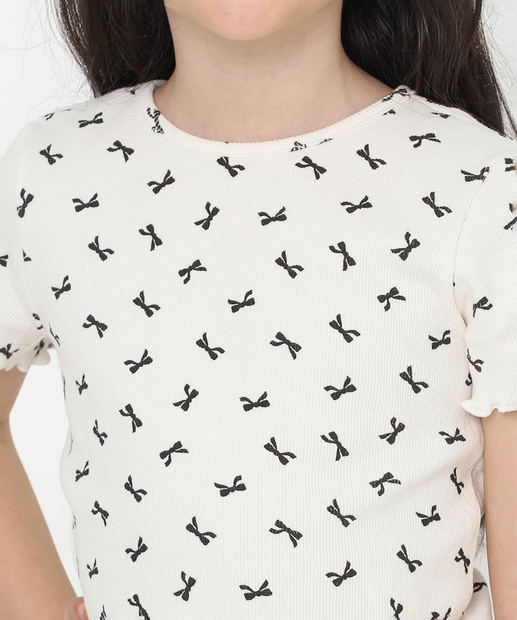 Blusa Infantil Canelada Laços Marisa Tam 4 a 10 Off White