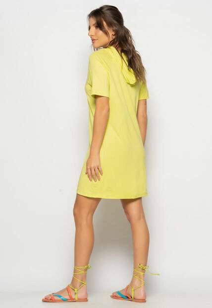 Vestido Curto Com Capuz Malha Verde Salvatore